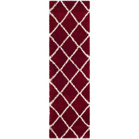 Safavieh Sgh-Hudson Shag Power Loomed Accent Rug; Red & Ivory - 2 ft. 3 in. x 3 ft. 9 in. SGH281R-24